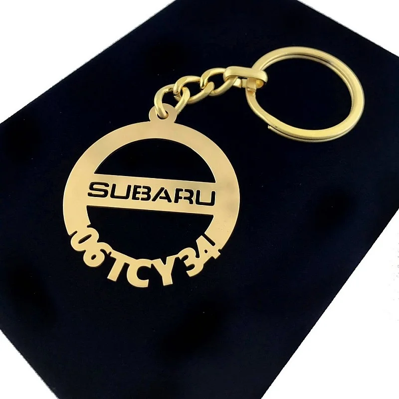 Kişiye Özel - Metal Subaru - Gold Plaka Anahtarlık Gerçek Altın Kaplama Kişiye Özel - Metal Subaru - Gold Plaka Anahtarlık Gerçek Altın Kaplama