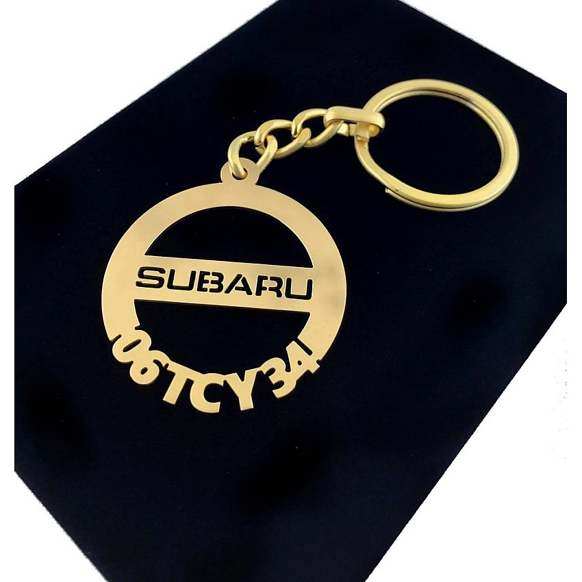 Subaru Anahtarlık - Metal Kişiye Özel Gold 24K Ayar Gerçek Altın Kaplama