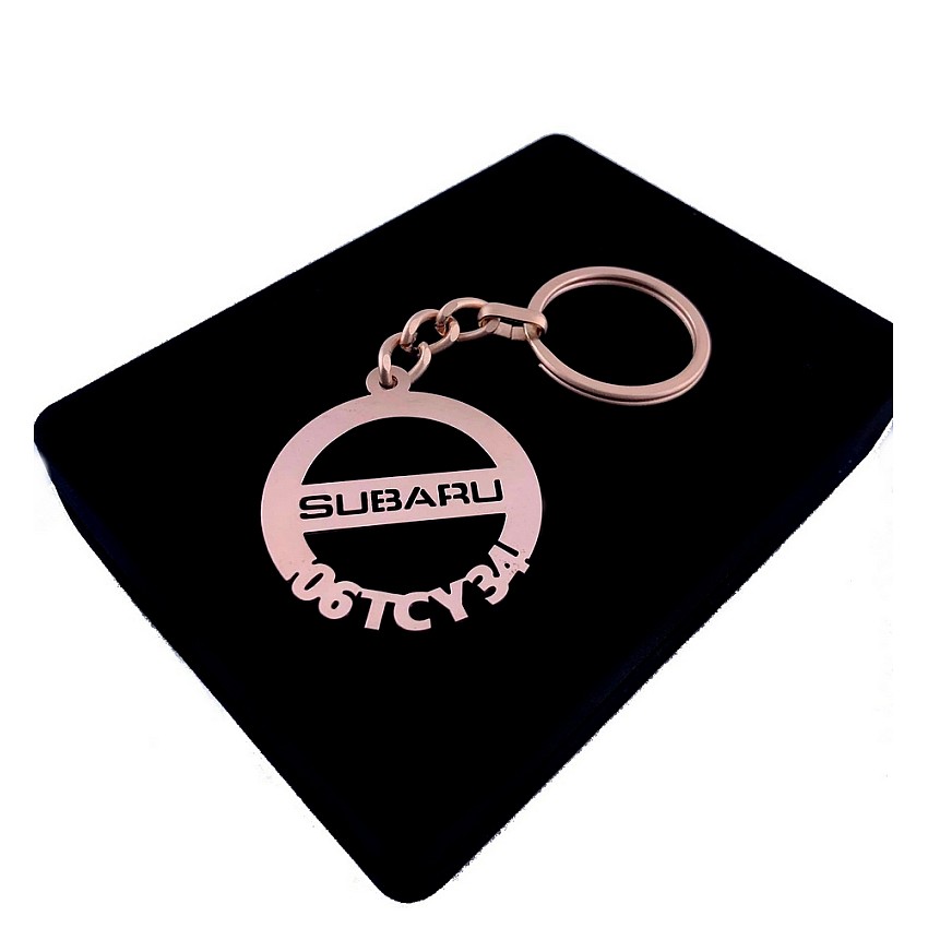Subaru Anahtarlık - Metal Kişiye Özel Rose 24K Ayar Gerçek Altın Kaplama