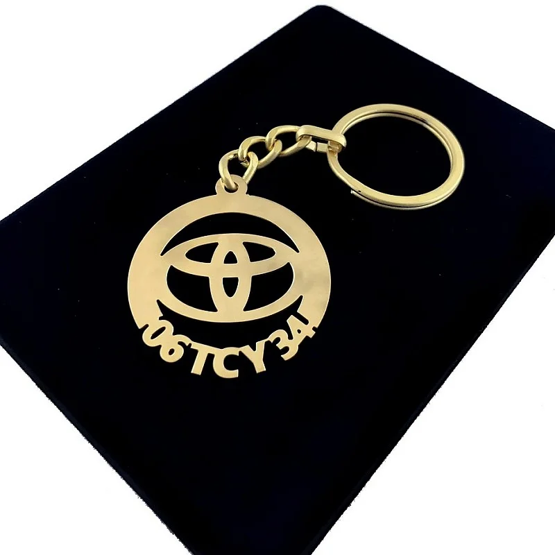 Kişiye Özel - Metal Toyota - Gold Plaka Anahtarlık Gerçek Altın Kaplama (Toyota Anahtarlık - Metal Kişiye Özel Gold 24K Ayar Gerçek Altın Kaplama)