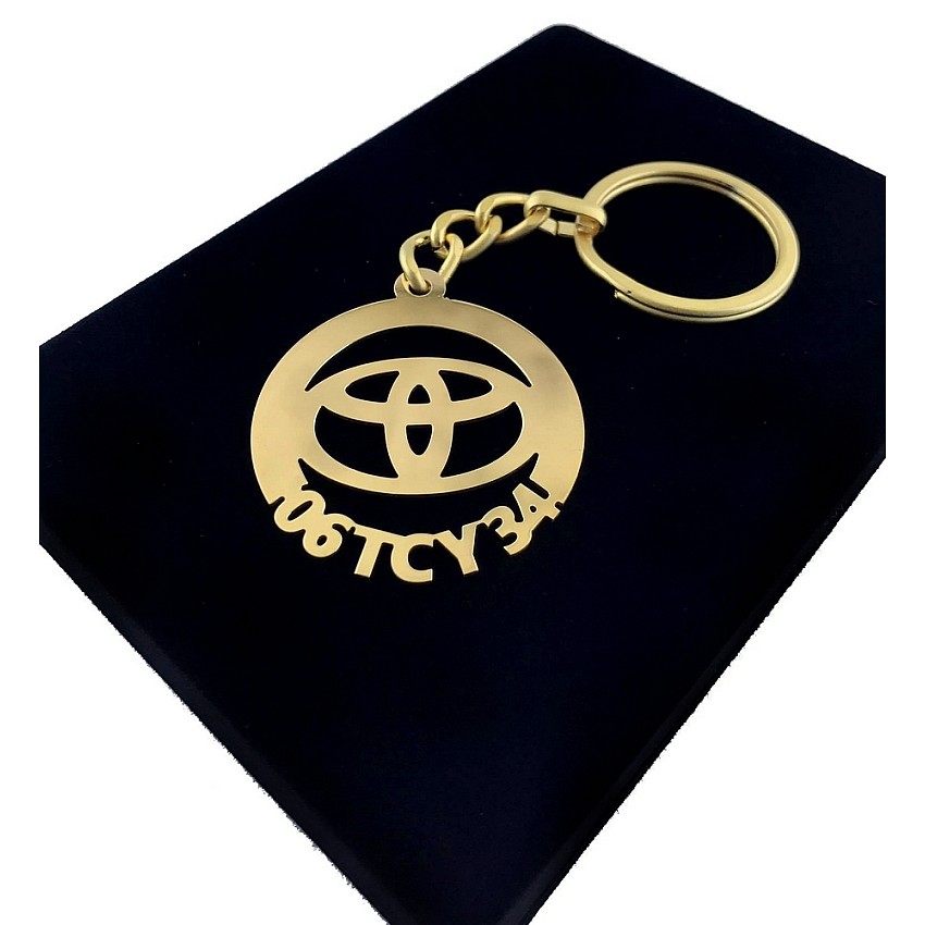 Toyota Anahtarlık - Metal Kişiye Özel Gold 24K Ayar Gerçek Altın Kaplama