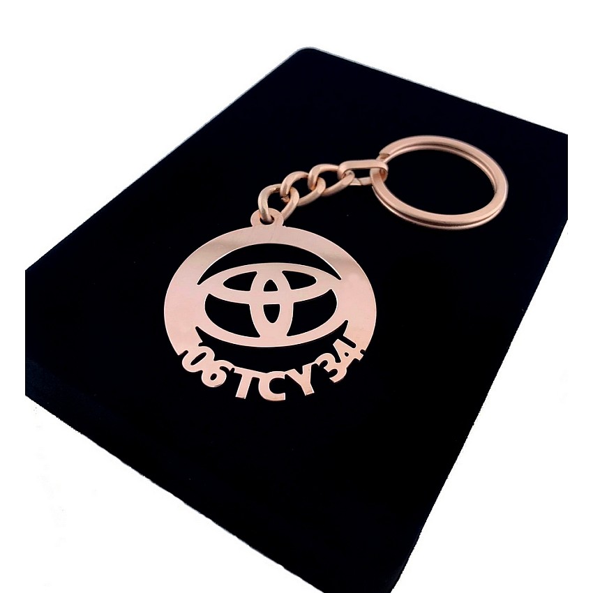 Toyota Anahtarlık - Metal Kişiye Özel Rose 24K Ayar Gerçek Altın Kaplama
