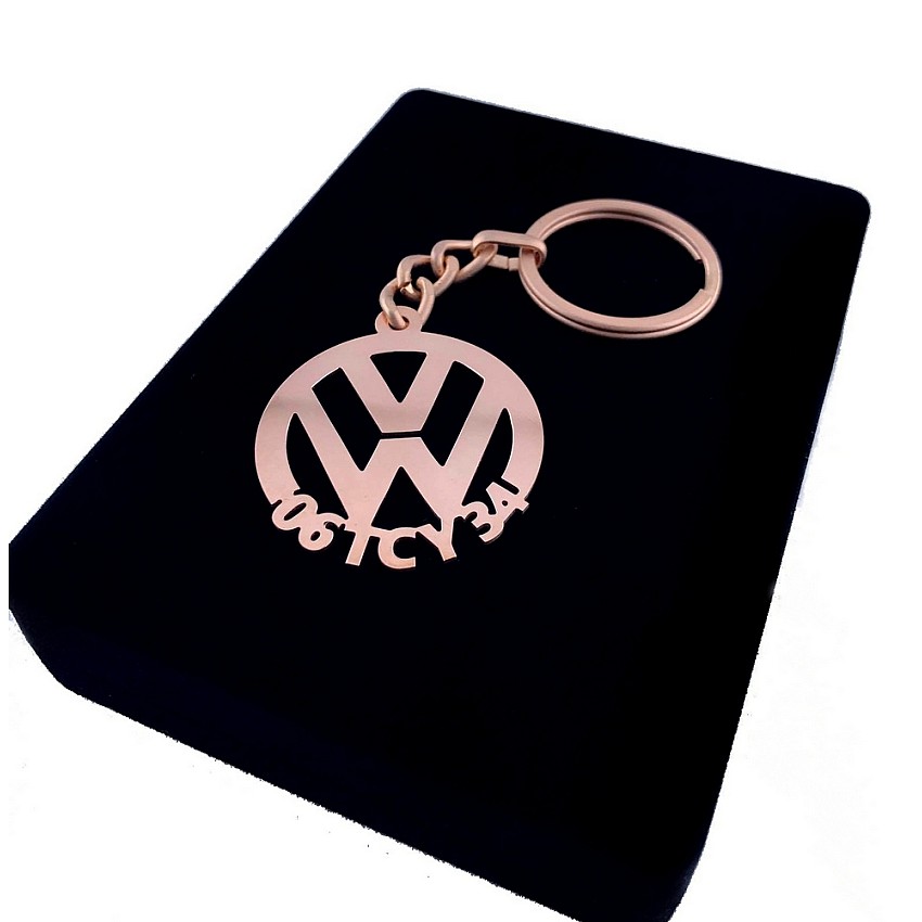 Volkwagen Anahtarlık - Metal Kişiye Özel Rose 24K Ayar Gerçek Altın Kaplama