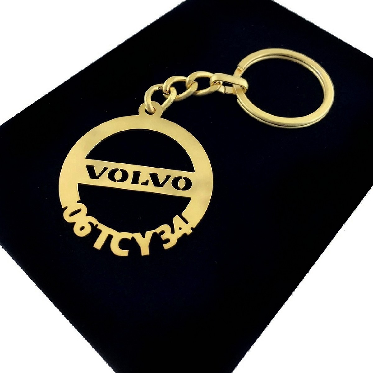 Volvo Anahtarlık - Metal Kişiye Özel Gold 24K Ayar Gerçek Altın Kaplama