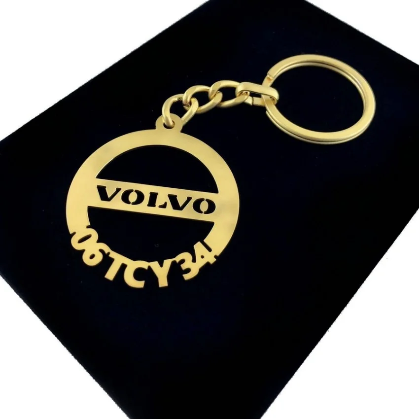 Volvo Anahtarlık - Metal Kişiye Özel Gold 24K Ayar Gerçek Altın Kaplama Volvo Anahtarlık - Metal Kişiye Özel Gold 24K Ayar Gerçek Altın Kaplama