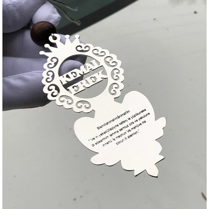 Kişiye Özel - Metal Alt Geniş Alanlı Araç Dikiz Ayna Süsü