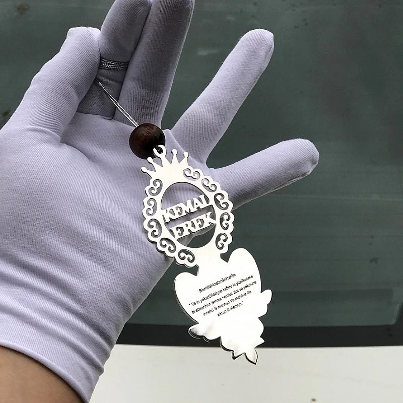 (Kişiye Özel - Metal Alt Geniş Alanlı Araç Dikiz Ayna Süsü)