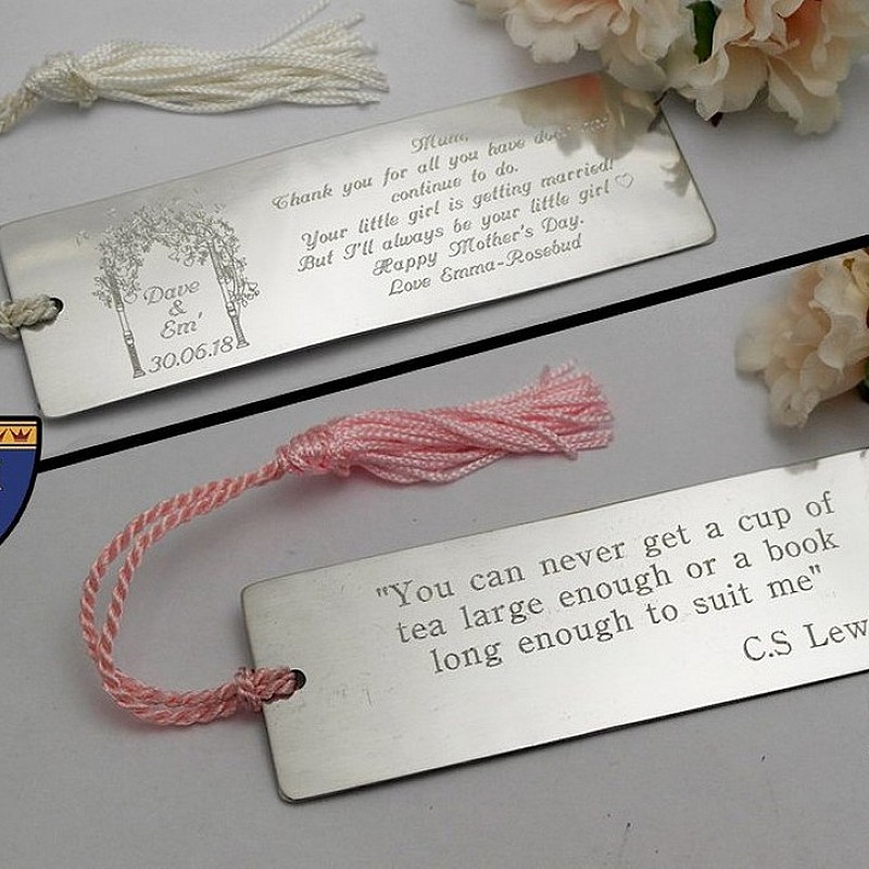 Kişiye Özel - Metal Dikdörtgen İsimli Kitap Ayracı