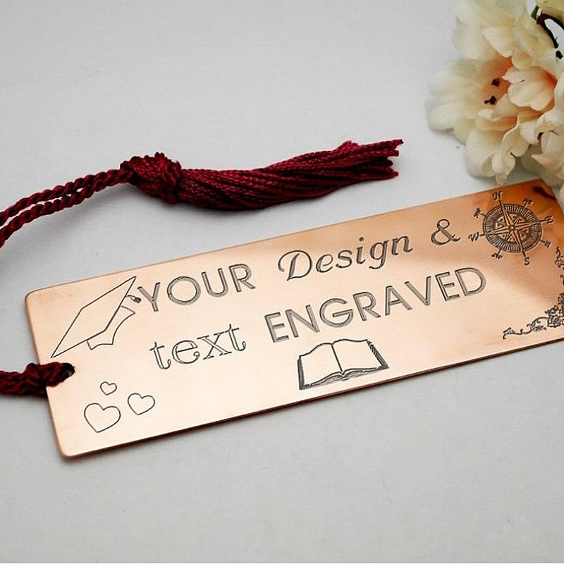 Kişiye Özel - Metal Dikdörtgen İsimli Kitap Ayracı