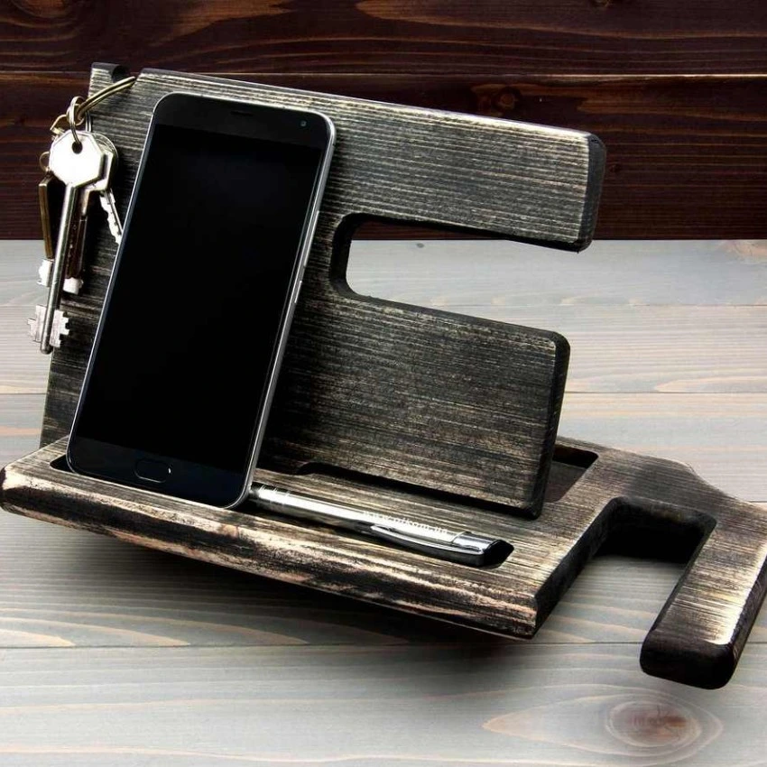 Kişiye Özel - Ahşap Aksesuar ve Cep telefonu Standı 