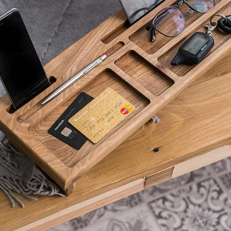 Kişiye Özel - Ahşap Çift Ayaklı Aksesuar ve Cep Telefonu Standı