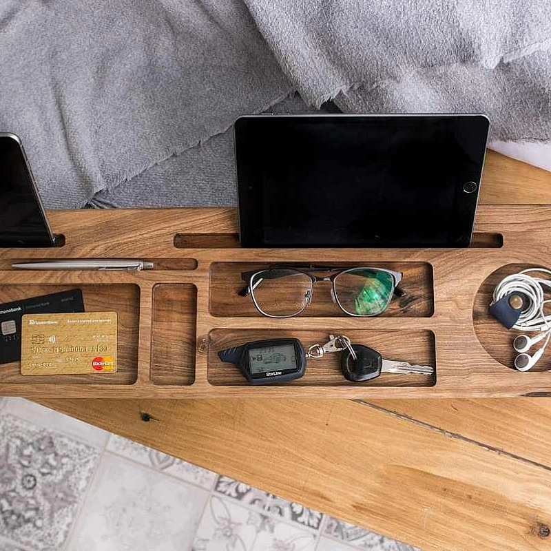 Kişiye Özel - Ahşap Çift Ayaklı Aksesuar ve Cep Telefonu Standı