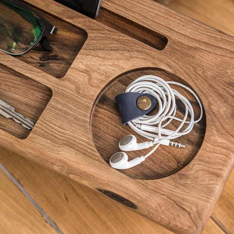 Kişiye Özel - Ahşap Çift Ayaklı Aksesuar ve Cep Telefonu Standı