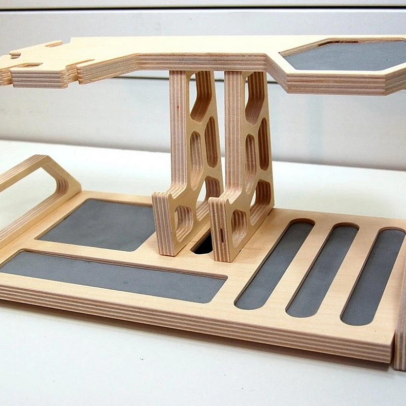 Kişiye Özel - Ahşap Telefon ve Aksesuar Standı Honeycomb Tasarım