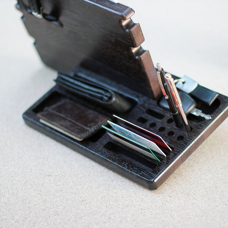 Kişiye Özel - Ahşap Jewel Saat Telefon Aksesuar Standı