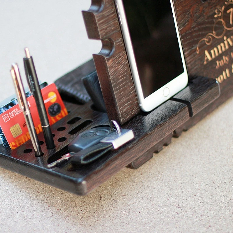 Kişiye Özel - Ahşap Jewel Saat Telefon Aksesuar Standı