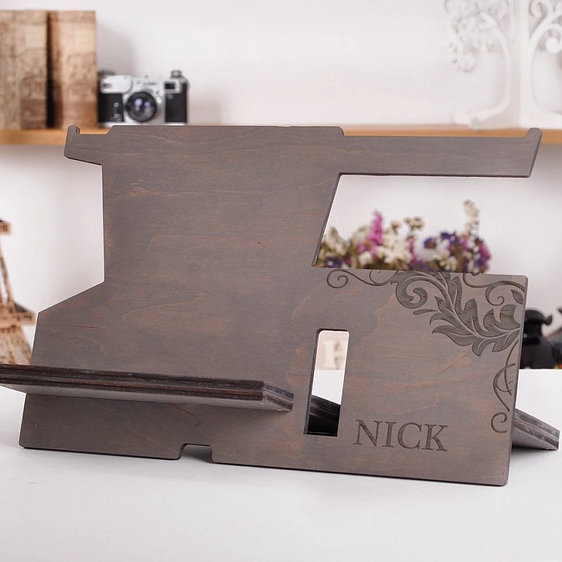 Kişiye Özel - Ahşap Telefon ve Aksesuar Standı Nick Tasarım