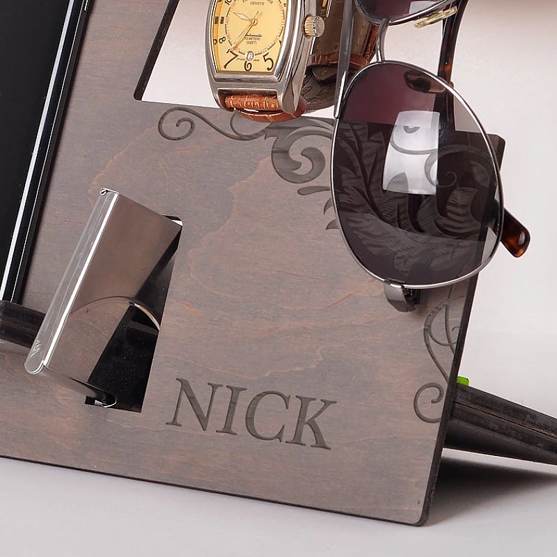 Kişiye Özel - Ahşap Telefon ve Aksesuar Standı Nick Tasarım