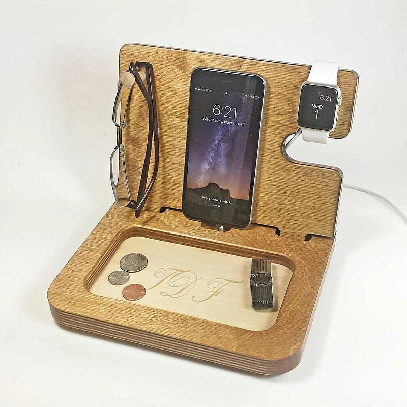 Kişiye Özel - Ahşap S Seri Aksesuar ve Cep Telefonu Standı