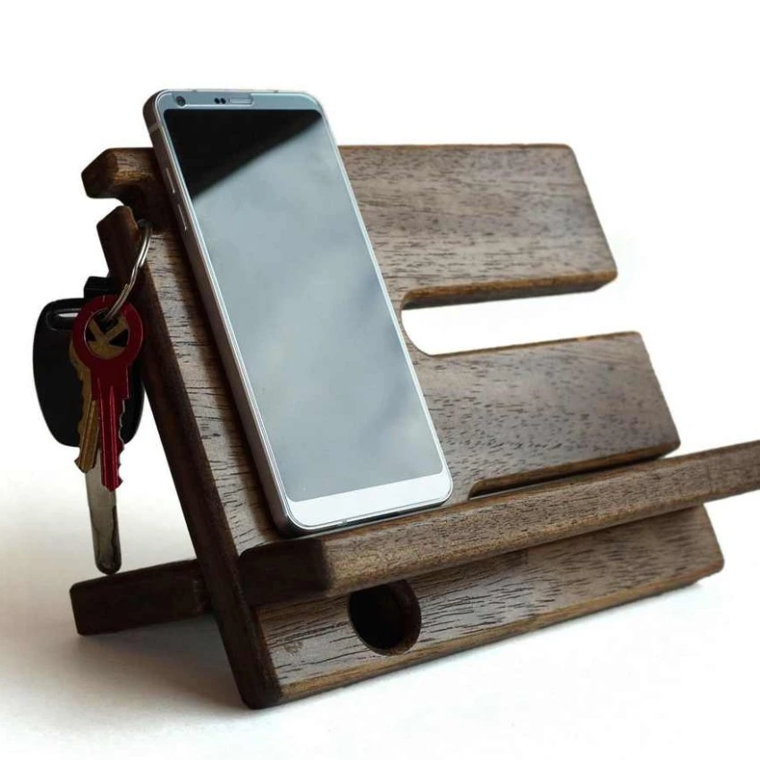 Kişiye Özel - Ahşap Sade Aksesuar ve Cep Telefonu Standı 