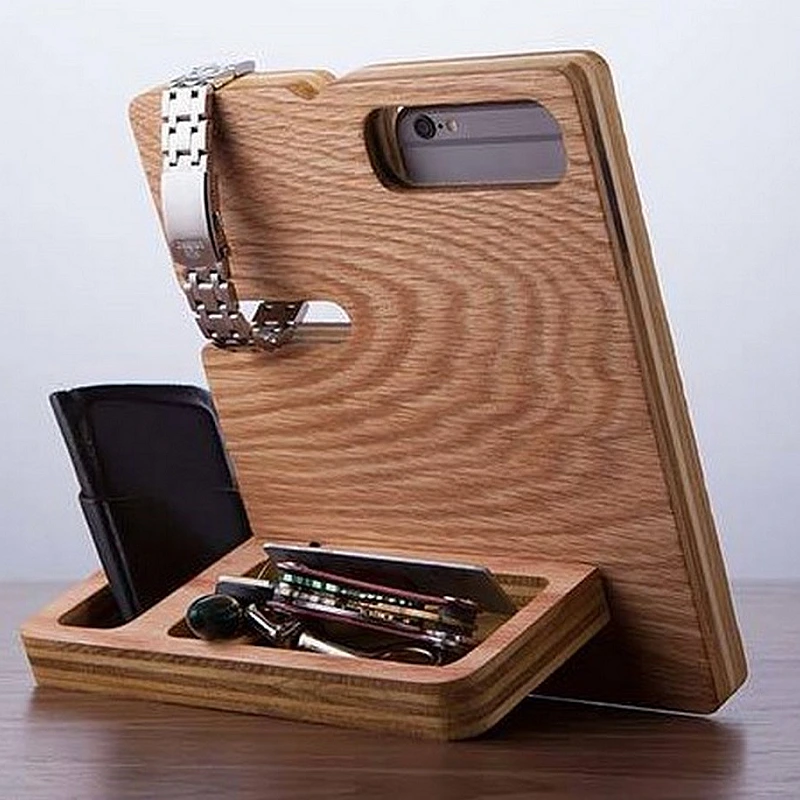 Kişiye Özel - Ahşap Telefon ve Aksesuar Standı Station Tasarım