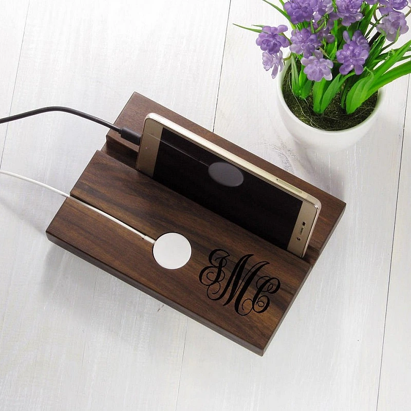 Kişiye Özel - Ahşap Telefon ve İwatch Standı