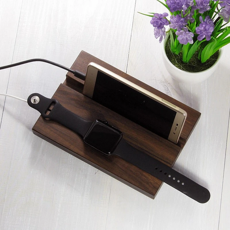 Kişiye Özel - Ahşap Telefon ve İwatch Standı