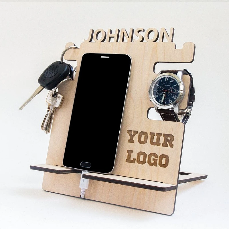 Kişiye Özel - Ahşap Üst Bölüm İsim İşlemeli Aksesuar Standı