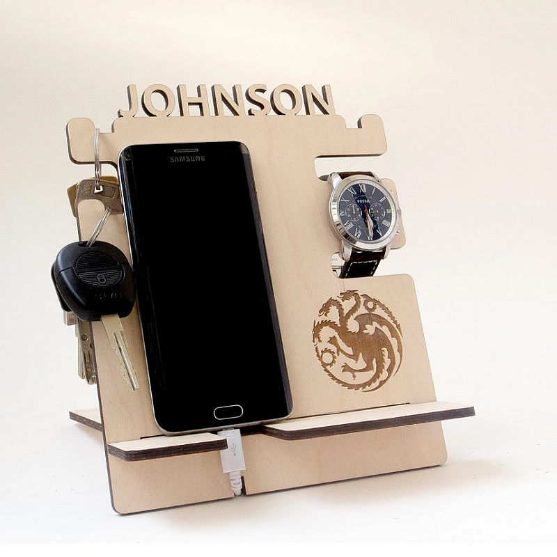 Kişiye Özel - Ahşap Üst Bölüm İsim İşlemeli Aksesuar Standı