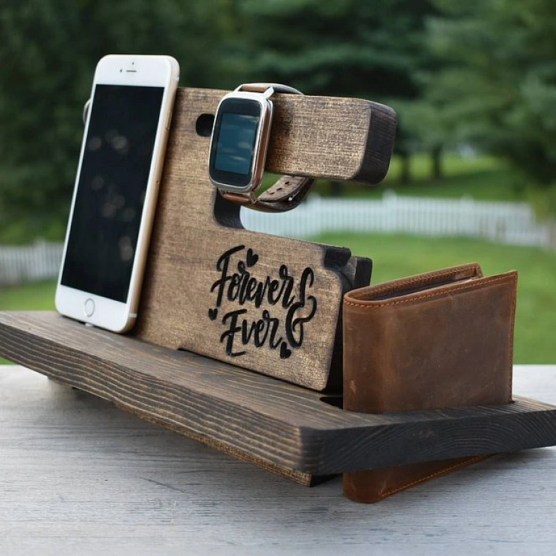 Kişiye Özel - Ahşap Aksesuar ve Cep Telefonu Standı Yatay