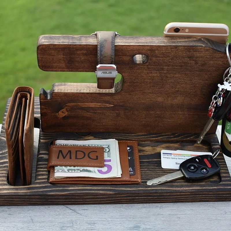 Kişiye Özel - Ahşap Aksesuar ve Cep Telefonu Standı Yatay