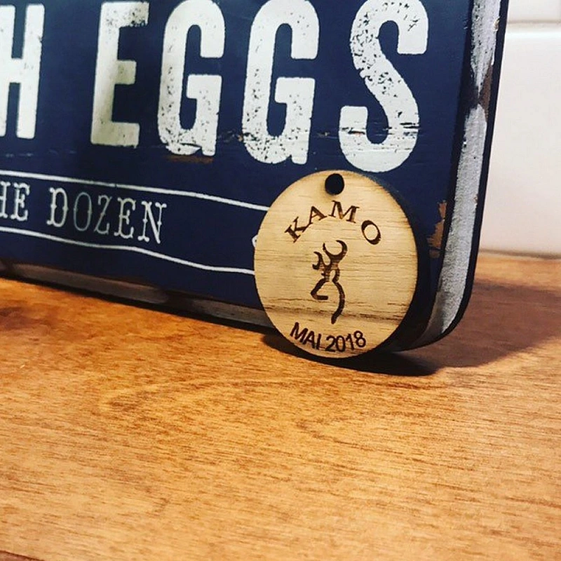 Kişiye Özel - Ahşap Ağaç Dalı Kedi Kimlik Madalyonu