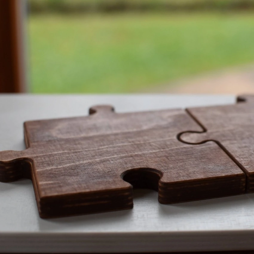 Kişiye Özel - Ahşap El İşçilikli Puzzle Kalın Tasarım Bardak Altlığı