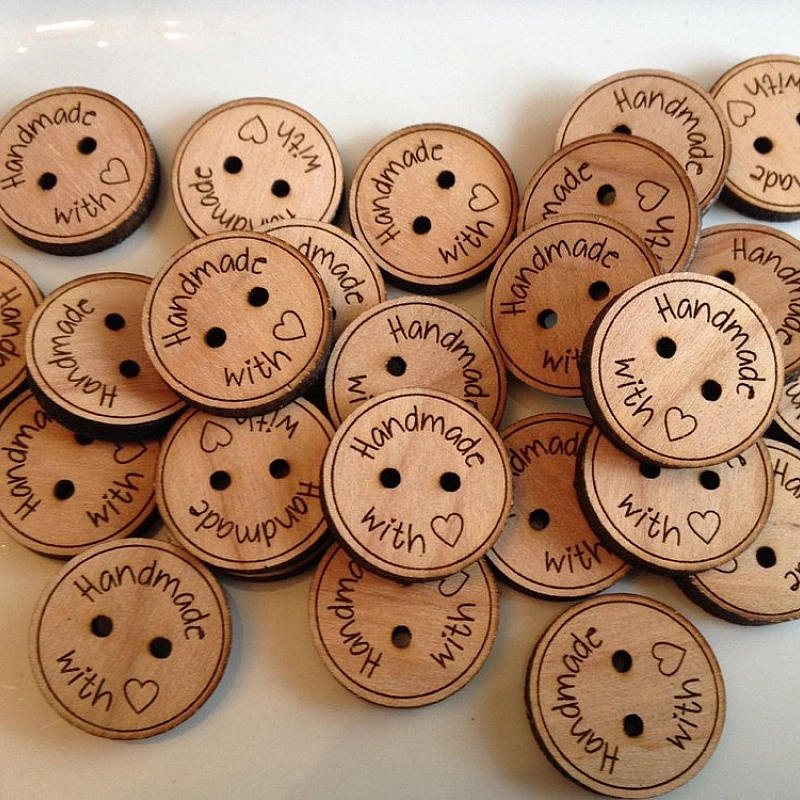 Kişiye Özel - Ahşap Yuvarlak Düğme