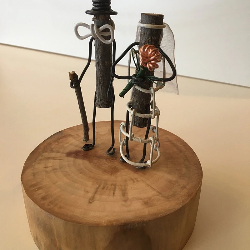 Kişiye Özel - Ahşap Masaüstü Gelin Damat Dal Figürleri