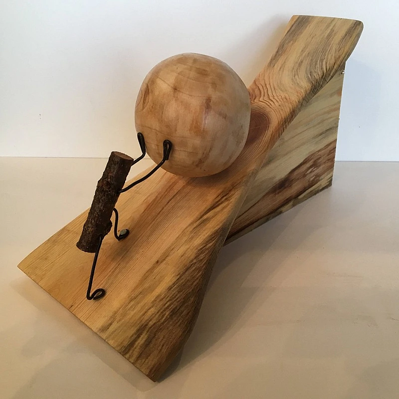 Kişiye Özel - Ahşap Masaüstü Rampa Top Yuvarlayan Dal Figürleri