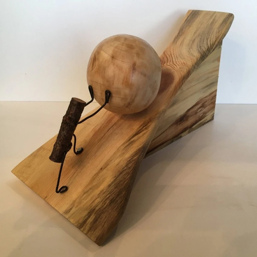 Kişiye Özel - Ahşap Masaüstü Rampa Top Yuvarlayan Dal Figürleri