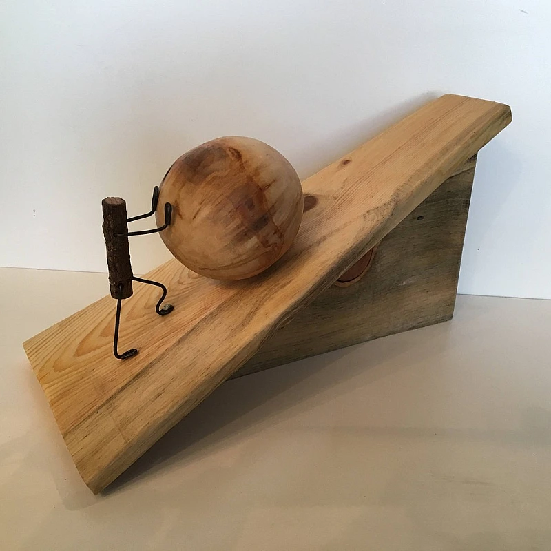 Kişiye Özel - Ahşap Masaüstü Rampa Top Yuvarlayan Dal Figürleri