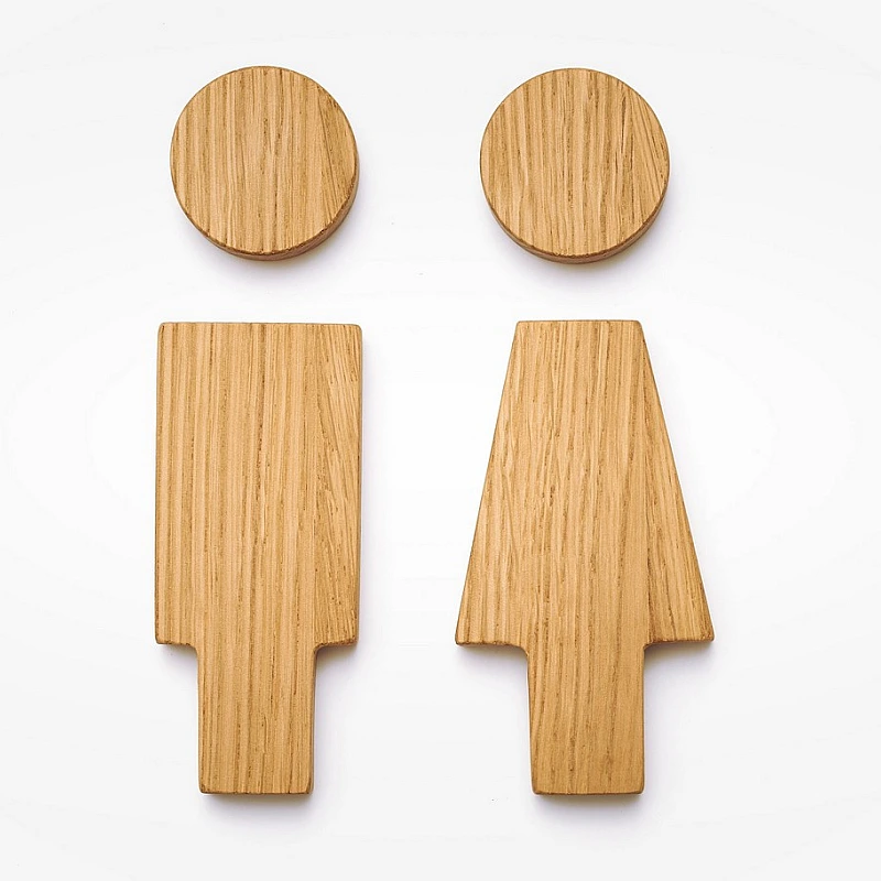 Kişiye Özel - Ahşap WC Kapı Erkek Kadın Figürü (Çift Taraflı Bantlı)