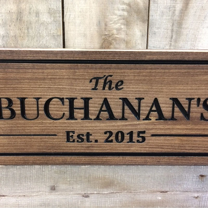 Kişiye Özel - Ahşap Kapı Tabelası Yazı Oyma Dış Yatay