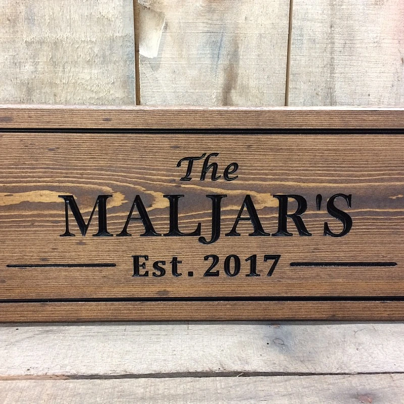 Kişiye Özel - Ahşap Kapı Tabelası Yazı Oyma Dış Yatay