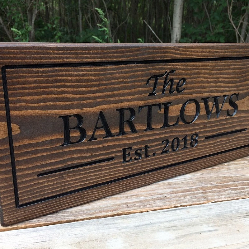 Kişiye Özel - Ahşap Kapı Tabelası Yazı Oyma Dış Yatay