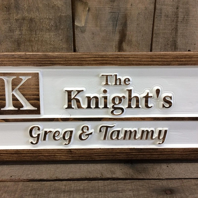 Kişiye Özel - Ahşap Kapı Tabelası Yazı İçi Oyma Yatay