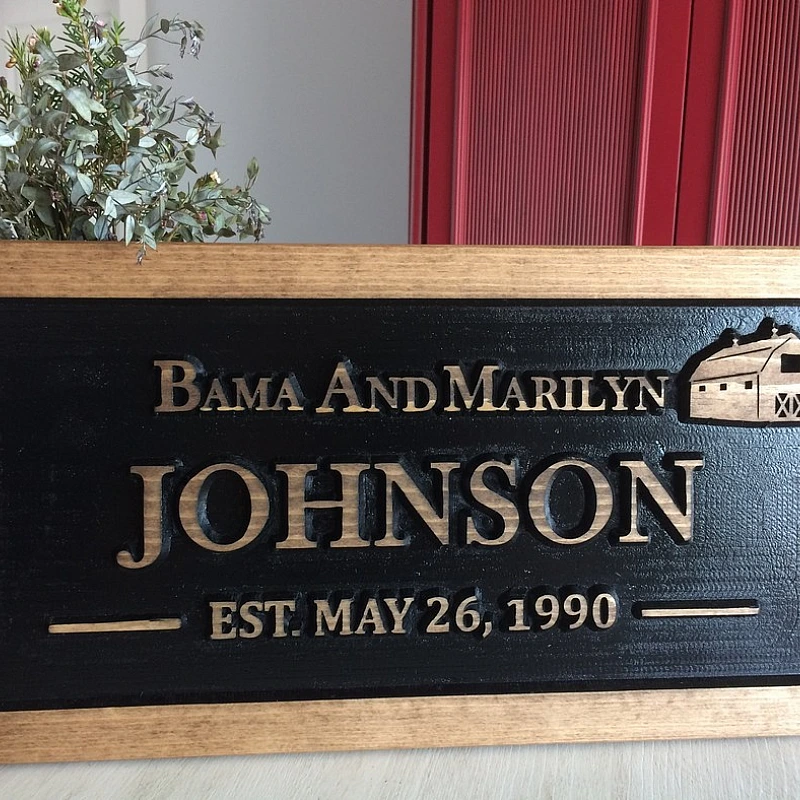 Kişiye Özel - Ahşap Kapı Tabelası Yazı İçi Oyma Yatay