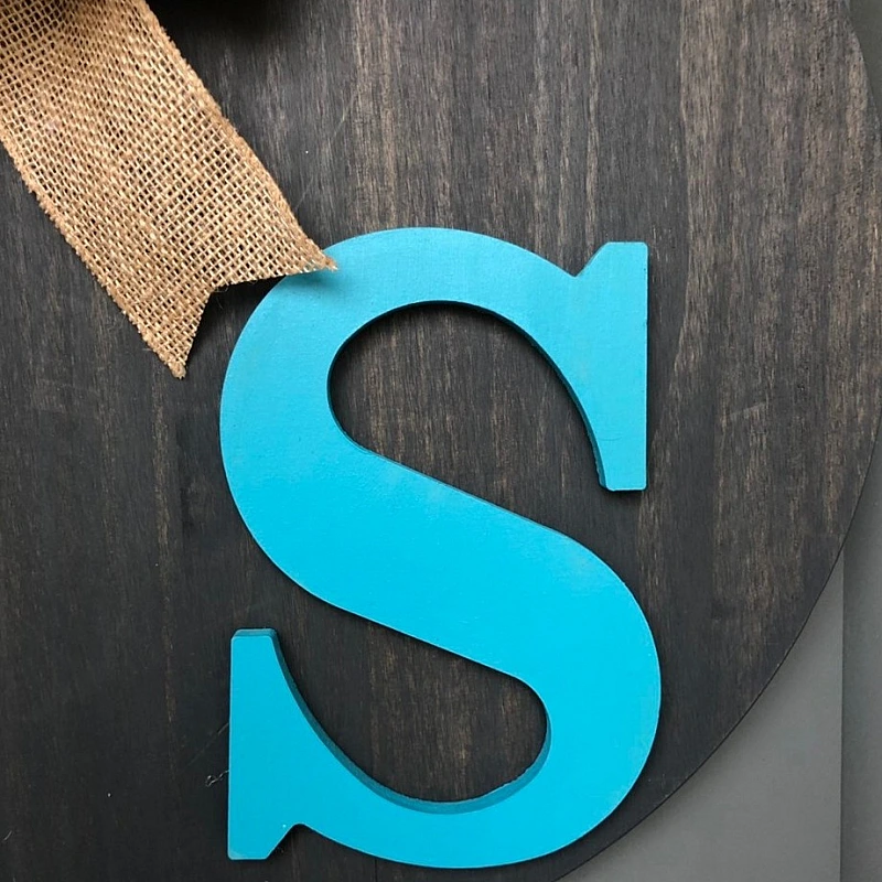 Kişiye Özel - Ahşap Tek Harfli Kapı Süsü Yuvarlak