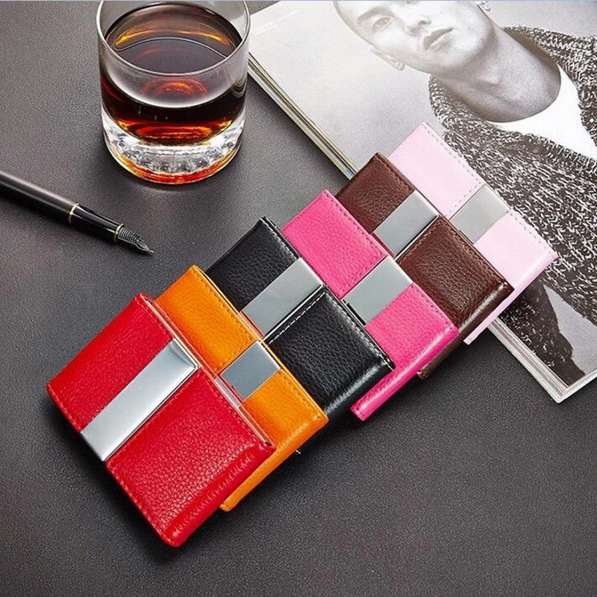 Kişiye Özel - Metal Çelik Kasa Çift Kapaklı Deri Kartvizitlik