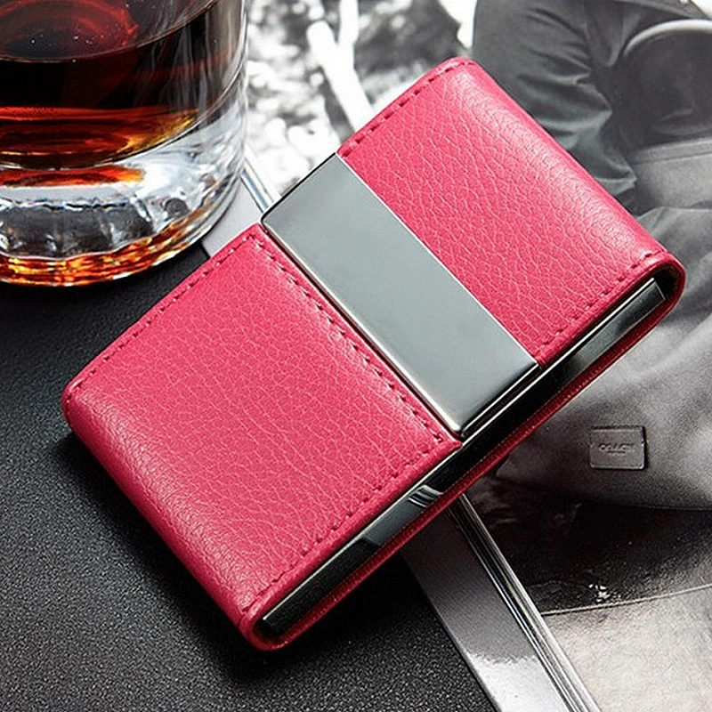 Kişiye Özel - Metal Çelik Kasa Çift Kapaklı Deri Kartvizitlik