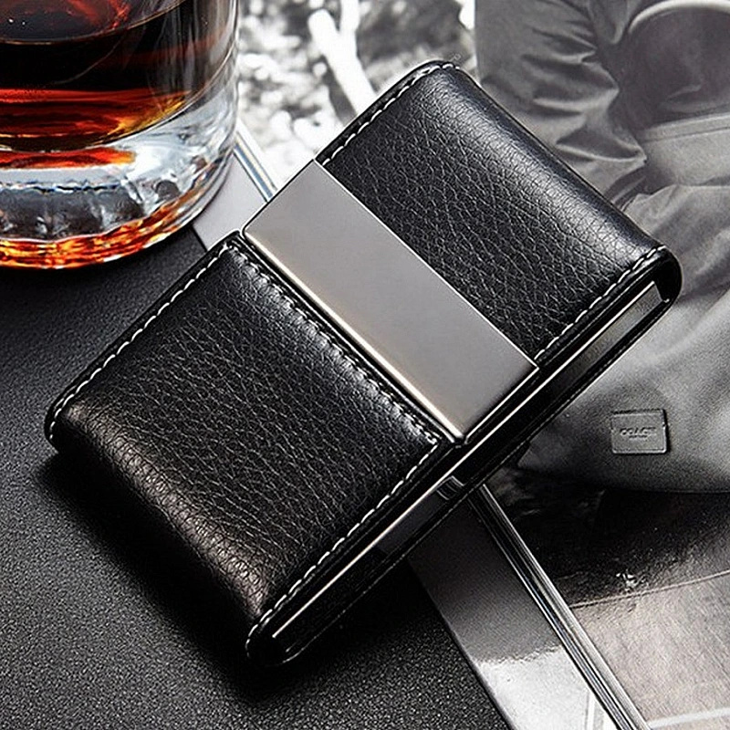 Kişiye Özel - Metal Çelik Kasa Çift Kapaklı Deri Kartvizitlik