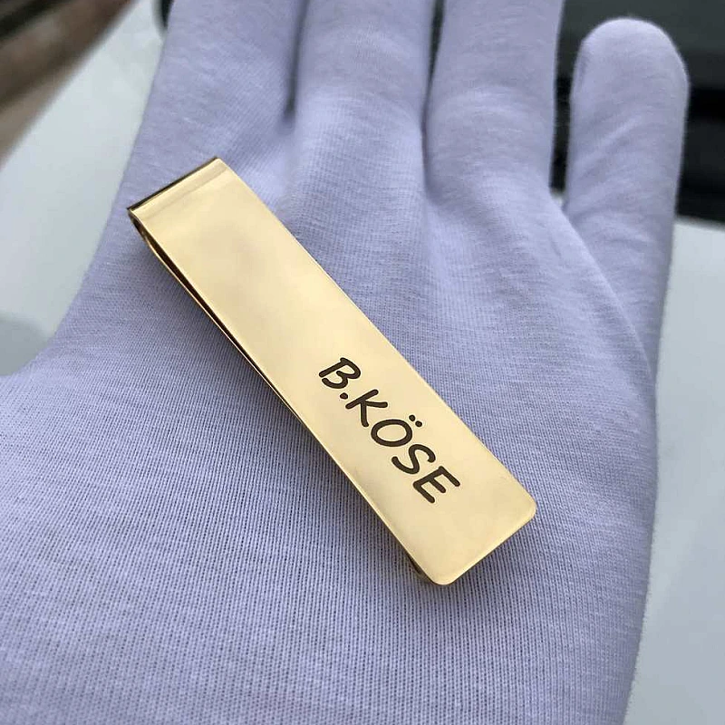 Kişiye Özel - Metal Kravat İğnesi Düz Kazımalı