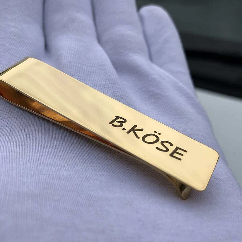 Kişiye Özel - Metal Kravat İğnesi Düz Kazımalı